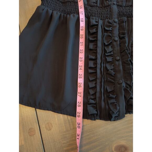 Torrid Button Down Blouse Women's 2X Black Ruffled front Smocked Waist Chiffon - Picture 9 of 15